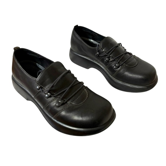 ๐ Dansko Lace-Up Comfort Clog Shoes Womens EU 40 US 9.5- 10 Black Leather - Picture 3 of 12